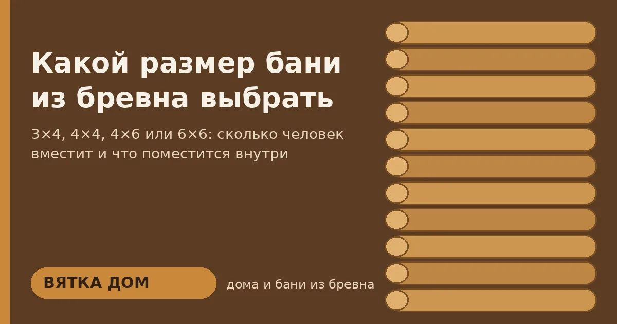 Какой размер бани из бревна выбрать: 3×4, 4×4, 4×6 или 6×6